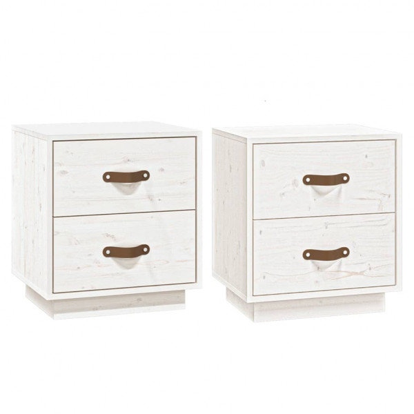 Mesitas de noche 2 uds madera maciza pino blanco 40x34x45 cm M 2