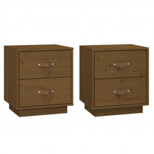 Mesas de cabeceira 2 pcs 40x34x45 cm pinho maciço castanho mel H