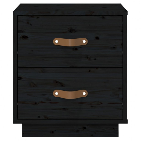 Mesita de noche madera maciza de pino negro 40x34x45 cm M 5