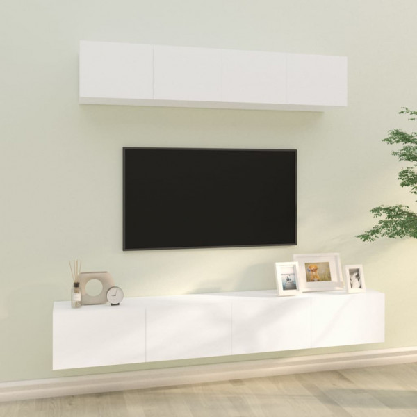 Set de muebles para TV 4 piezas madera contrachapada blanco D