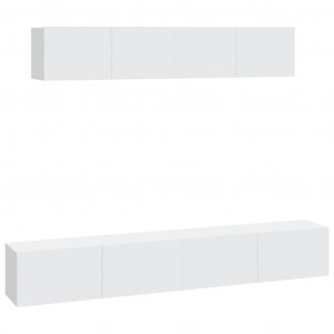 Conjunto móveis de TV 4 pcs madeira processada branco H