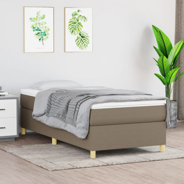 Estructura de cama box spring tela gris taupe 90x200 cm D