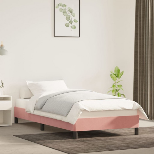 Estructura de cama de terciopelo rosa 90x200 cm D