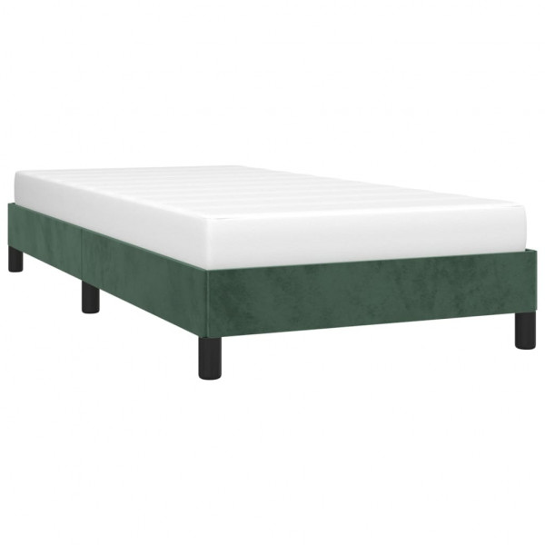 Estrutura de cama sem colchão 100x200 cm veludo verde-escuro M 3