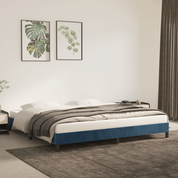 Estructura de cama de terciopelo azul 200x200 cm D