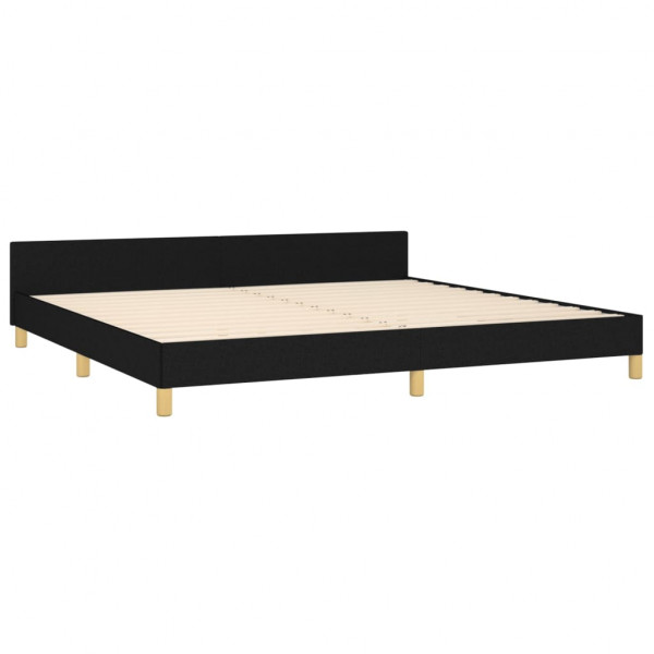 Estructura de cama con cabecero de tela negro 200x200 cm M 4