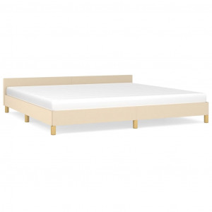 Estructura de cama con cabecero de tela color crema 200x200 cm H