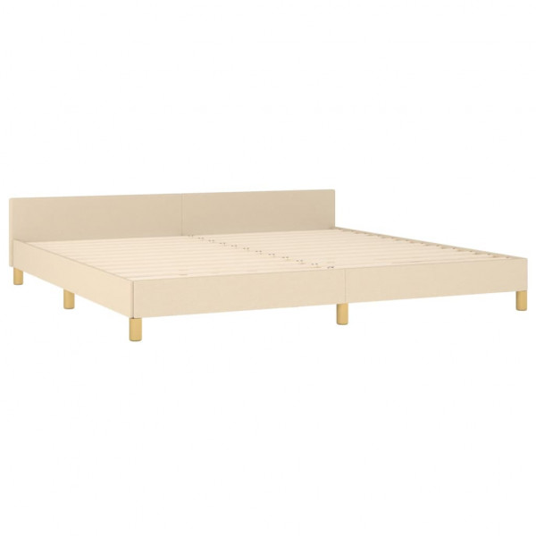 Estructura de cama con cabecero de tela color crema 200x200 cm M 4