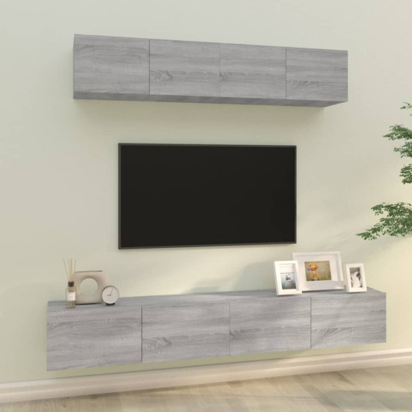 Set de muebles para TV 4 pzas madera contrachapada gris Sonoma D