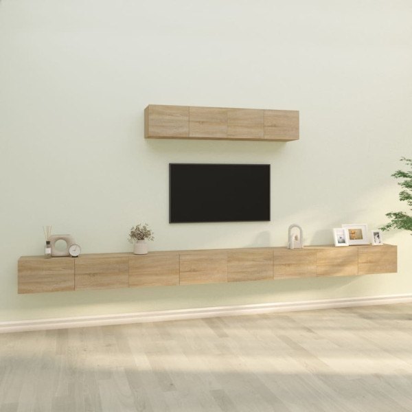 Set de muebles para TV 6 pzas madera contrachapada roble sonoma D