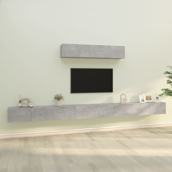 Set de muebles de TV 6 pzas madera contrachapada gris hormigón D