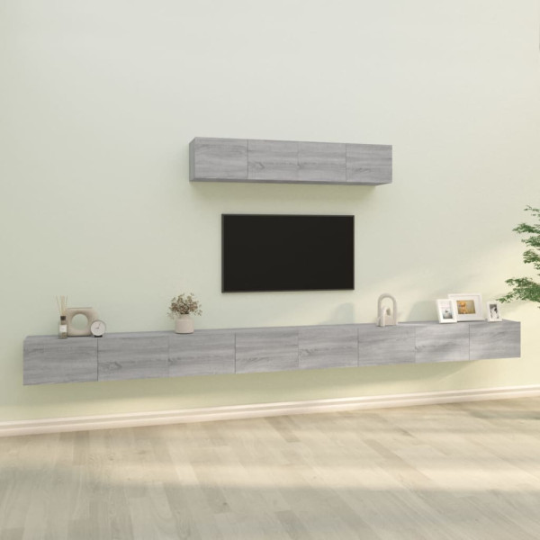 Set de muebles para TV 6 pzas madera contrachapada gris Sonoma D