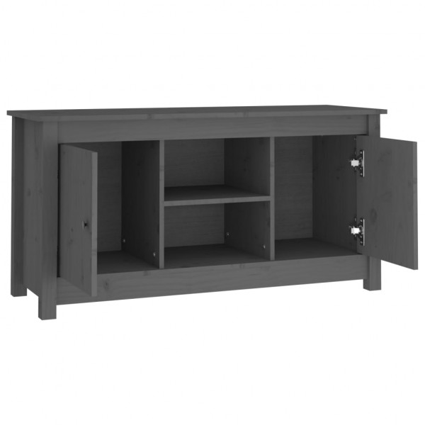 Mueble de TV de madera maciza de pino gris 103x36.5x52 cm M 4