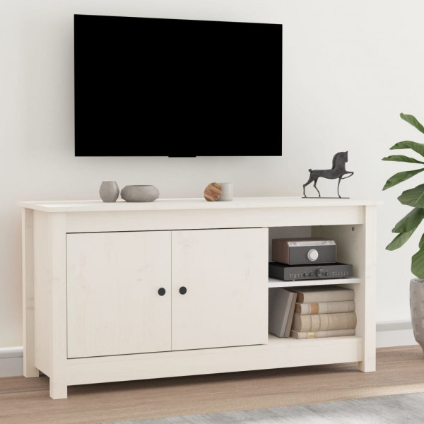 Mueble para TV de madera maciza de pino blanco 103x36.5x52 cm D