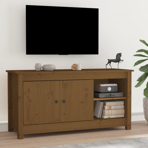Mueble de TV madera maciza de pino marrón miel 103x36.5x52 cm D