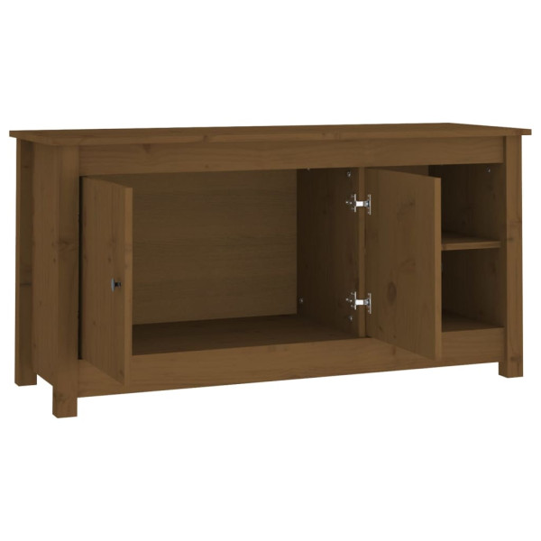 Mueble de TV madera maciza de pino marrón miel 103x36.5x52 cm M 4