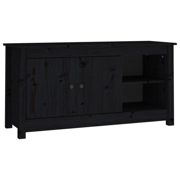 Mueble de TV de madera maciza de pino negro 103x36.5x52 cm M 2