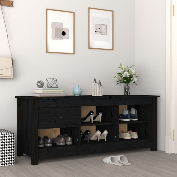 Mueble zapatero de madera maciza de pino negro 110x38x45.5 cm D