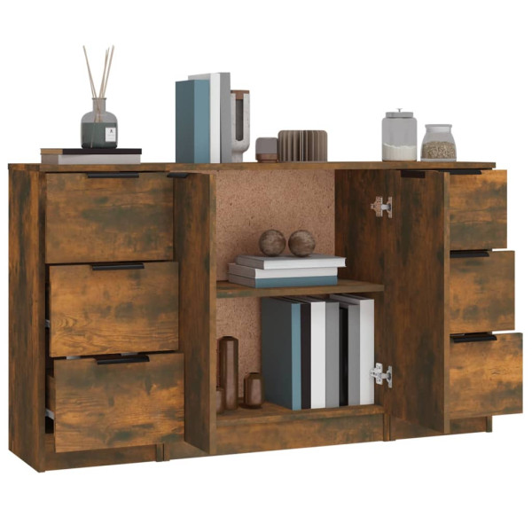 Aparadores 3 piezas madera contrachapada roble ahumado M 5