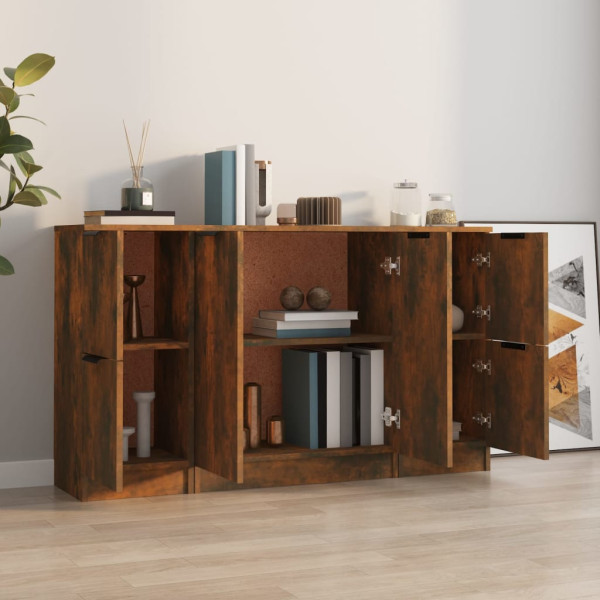 Aparadores 3 piezas madera contrachapada roble ahumado M 3