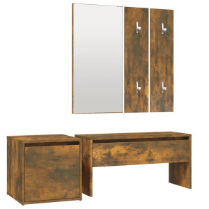 Set de muebles de recibidor madera contrachapada roble ahumado H