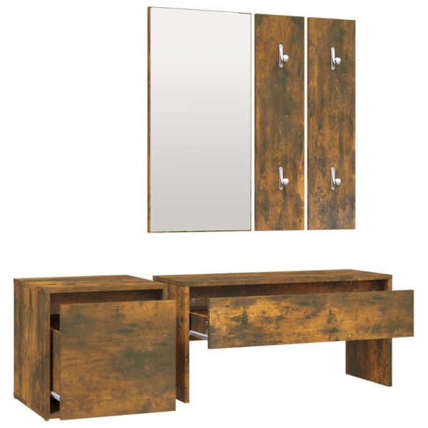 Set de muebles de recibidor madera contrachapada roble ahumado M 5