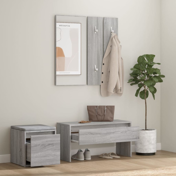 Set de muebles de recibidor madera contrachapada gris Sonoma M 3