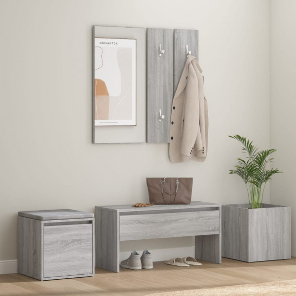 Set de muebles de recibidor madera contrachapada gris Sonoma D