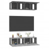 Muebles TV de pared 4 uds contrachapada gris Sonoma 60x30x30 cm 3
