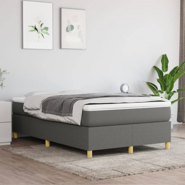 Estructura de cama box spring tela gris oscuro 120x200 cm D