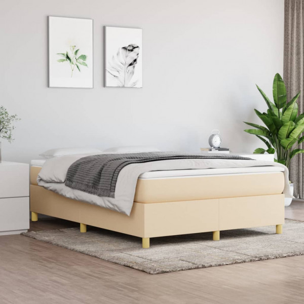 Estructura de cama box spring tela color crema 140x190 cm D