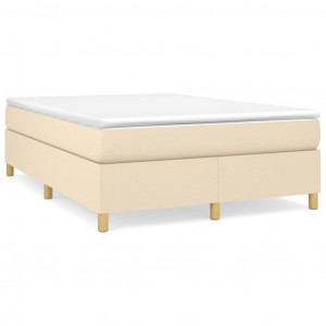 Estructura de cama box spring tela color crema 140x190 cm H