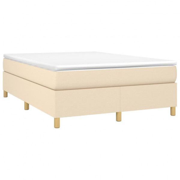 Estructura de cama box spring tela color crema 140x190 cm M 3