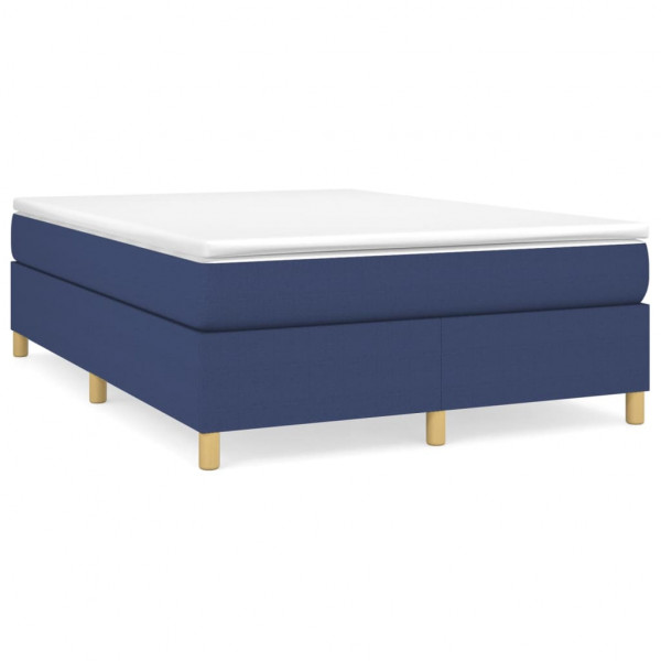 Estructura de cama box spring tela azul 140x190 cm M 2