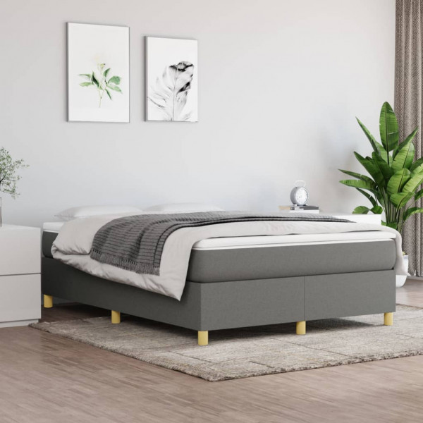 Estructura de cama box spring tela gris oscuro 140x200 cm D