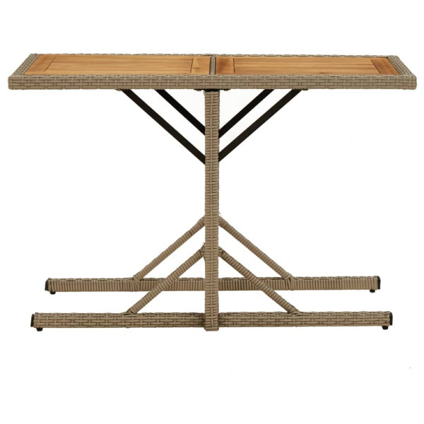 Mesa de jardim madeira de acácia maciça e vime PE bege M 2