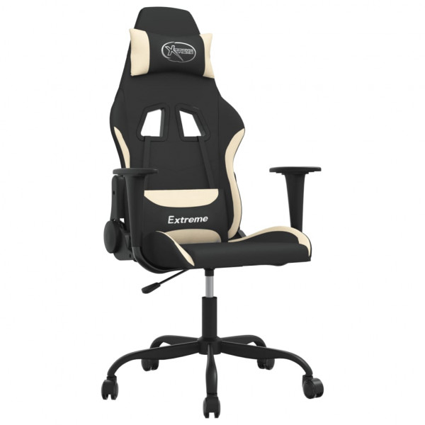Silla gaming de masaje tela crema y negro M 2