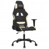 Silla gaming de masaje tela crema y negro 2