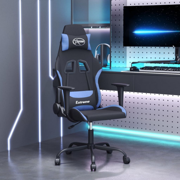 Silla gaming de masaje tela negro y azul D