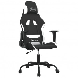 Silla gaming de masaje tela negro y blanco H