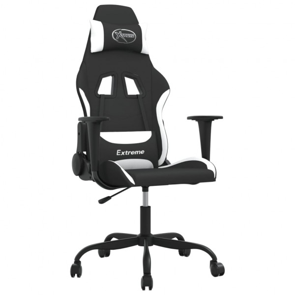 Silla gaming de masaje tela negro y blanco M 2