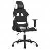 Silla gaming de masaje tela negro y blanco 2