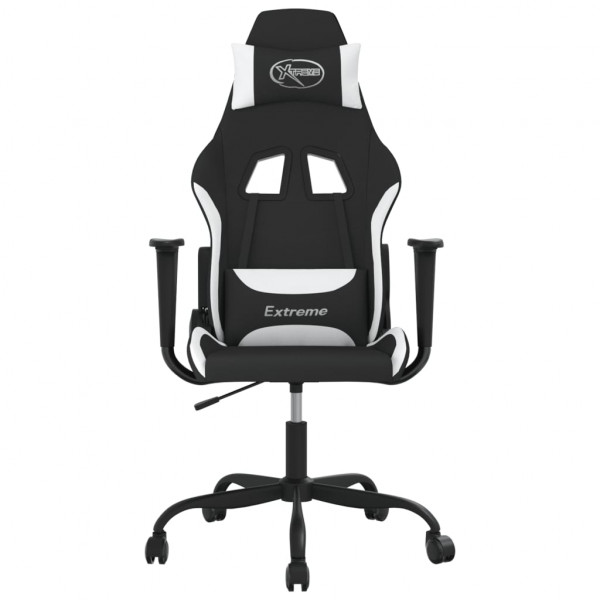 Silla gaming de masaje tela negro y blanco M 3