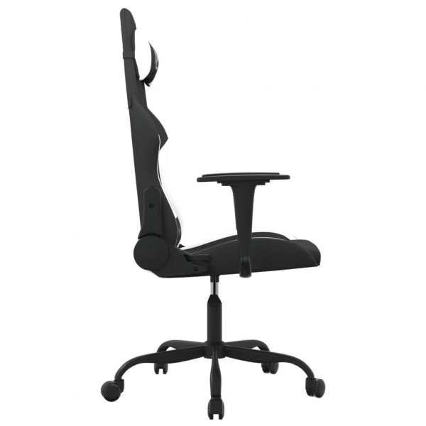 Silla gaming de masaje tela negro y blanco M 4