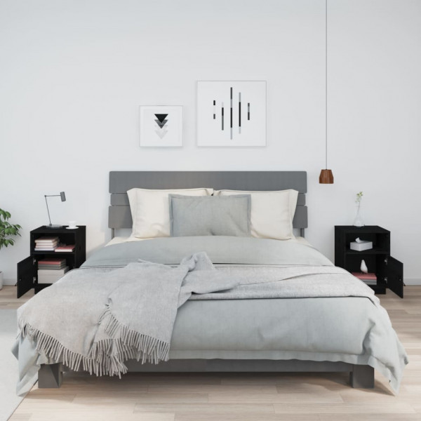 Mesitas de noche 2 uds madera maciza de pino negro 40x34x55 cm M 3