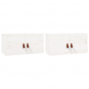 Armário de parede 2 unidades em madeira maciça de pinho branco 60x30x30 cm H