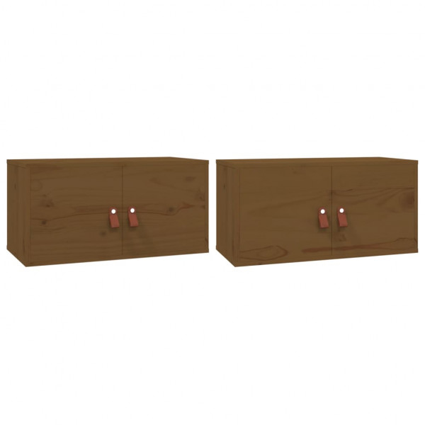 Armários de parede 2 pcs 60x30x30 cm pinho maciço castanho-mel M 2