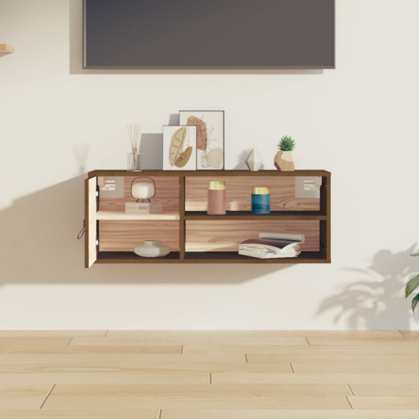 Armario de pared madera maciza de pino marrón miel 80x30x30 cm M 3
