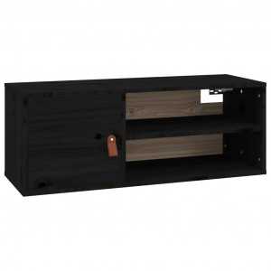 Armario de pared de madera maciza de pino negro 80x30x30 cm H