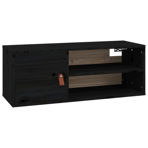 Armario de pared de madera maciza de pino negro 80x30x30 cm M 2